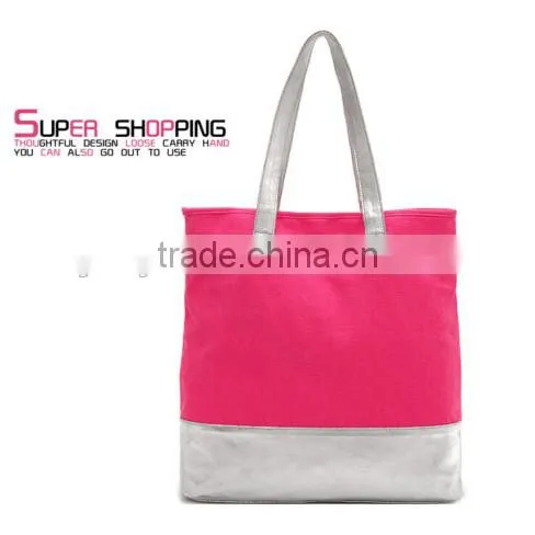 Foldable Canvas Cotton Women Large Shopping Bag Shoulder Bag photo-2
