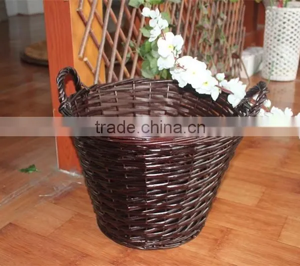 Round Willow Storage Basket; Willow Stock Basket