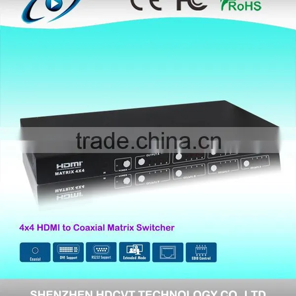 4by4 HDMI to Coaxial Matrix Switcher With IR , RS-232 , TCP/TP