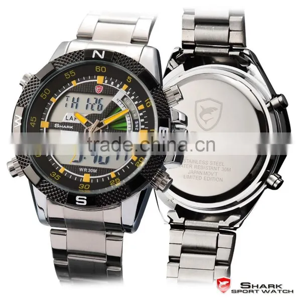 Shark Mens LED Day Date Display Steel Band Army Sports Watch photo-5