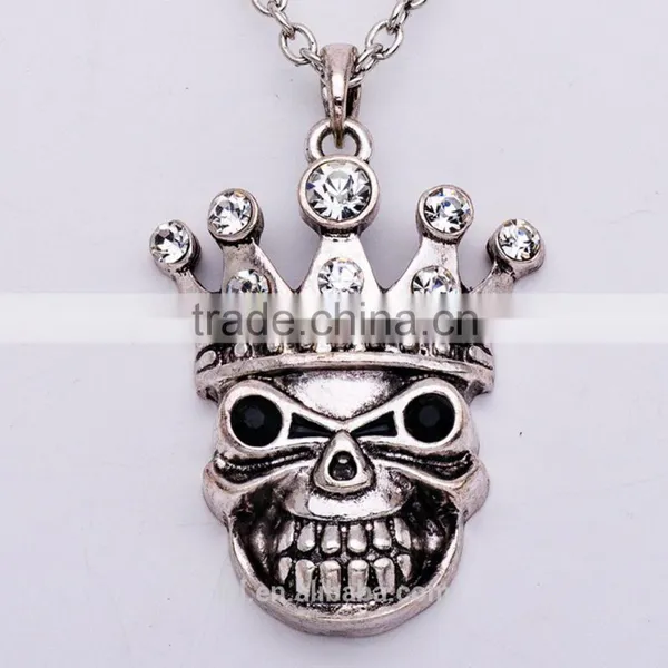Hiphop Imitation Jewelry Hot Sale Halloween Necklace Punk Skull Pendant Statment Necklace Sweater Chain photo-2