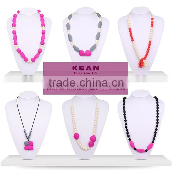 Kean Latest Design Silicone Beaded Teething Necklace for Baby Chewing photo-3