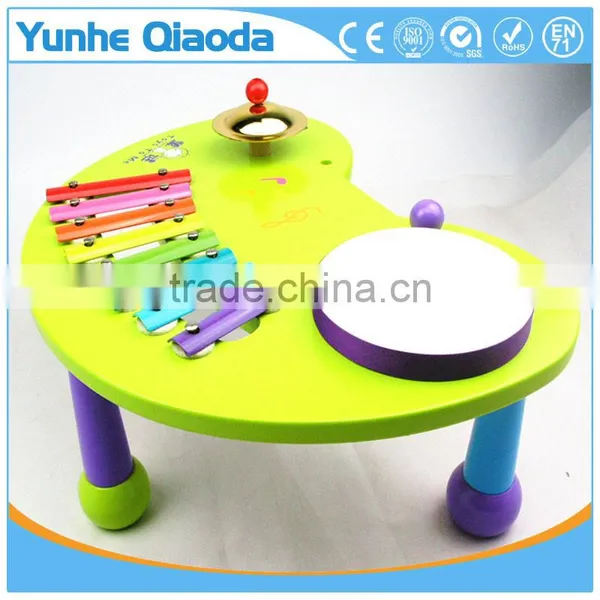 Wooden Musical Percussion Instruments Blue Half-round Table Xylophone Drum Symbol Noisy /educational Wooden Toy/ photo-2