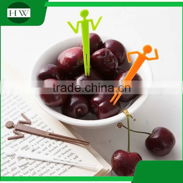 Eco Plastic Tableware Cartoon Person Shaped Fruit Fork Set photo-4