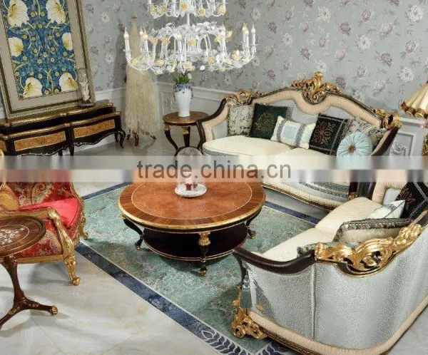 Rococo Palace Wooden Hand Carved Gold Leaf Upholstery Bedroom Set/European Bedroom Furniture(MOQ=1 SET) photo-6