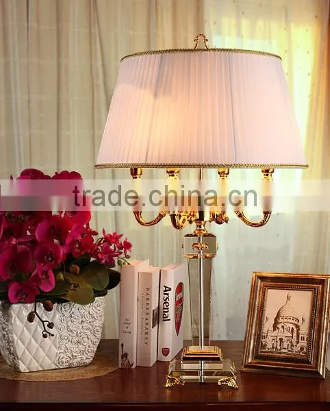 K9 Crystal Lamp Body Fabric Lampshade Four Candles Living Room Bedroom Table Lamp photo-2