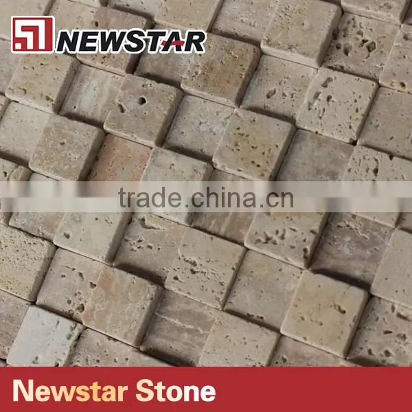 3D Natural Travertine Square Stone Mosaic photo-2