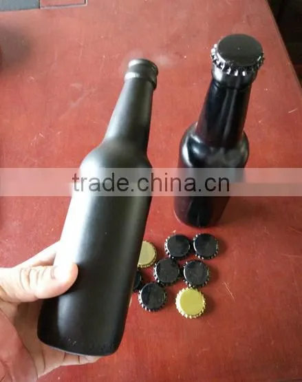 Haonai 330ml Matt Black Beer Bottle,painted Glass Beer Bottle. photo-6