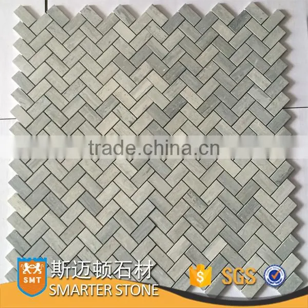 Spray Grey Marble Stone White Grey Marble Mosaic With Mesh photo-3