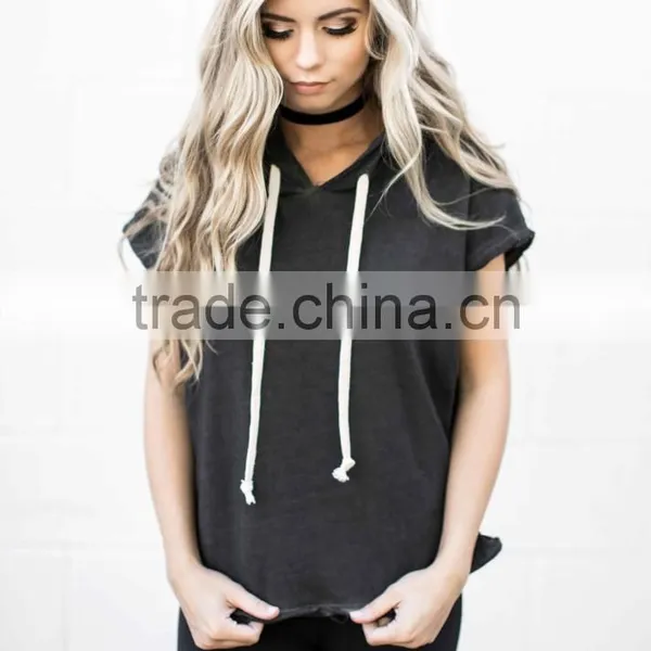 Unisex Sleeves Shirt Polo Hoodies Women Short Dolman Sleeve Oversized Boxy Hoody Sweater Streetwear Hoodie photo-3