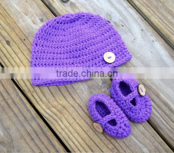 Hot Sale Autumn Winter Baby Toddler Crochet Wool Shoes Set Cute Style Infant Hand Knit Shoes photo-3