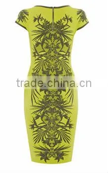 2014 Sexy Jungle Print Stretch Knit Lady's Dress photo-2