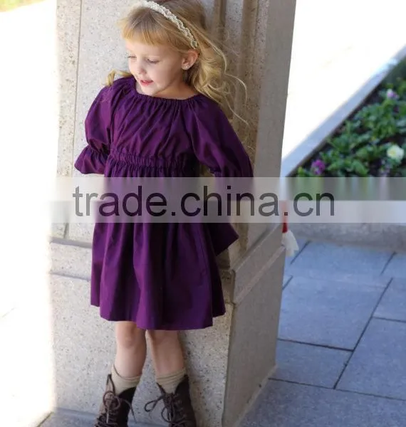 Hot Sale Baby Kids Ruffle Purple Gowns and Dresses 3/4 Sleeves Christmas Kids Baby Dress Girls photo-2
