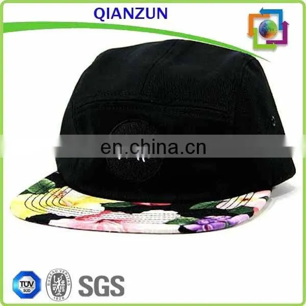 Floral Brim 5 Panel Hat Wholesale Front Patch Logo 5 Panel Hat/Cap photo-2