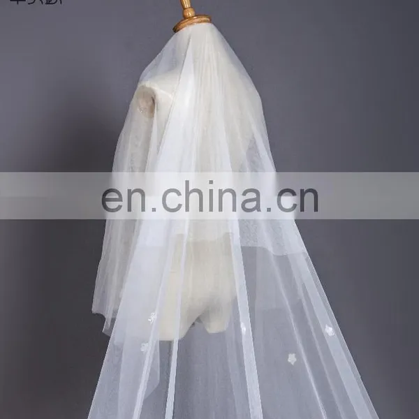 Long Ivory Lace Trim Wedding Veils 2017 White Bridal Veils Wedding Accessories photo-4