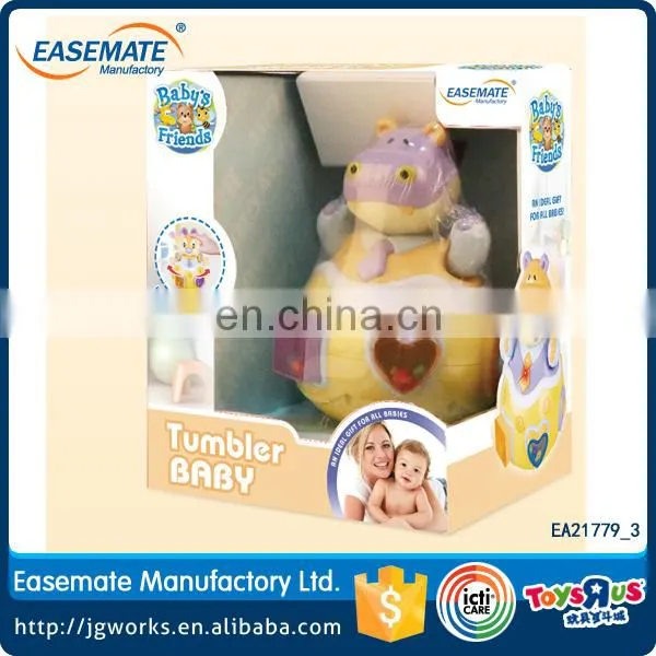 Plastic Baby Toys Hippo Tumbler With Music Light Tumbler Toy photo-3