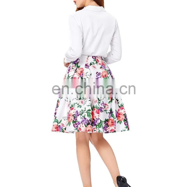 Grace Karin Occident Women's Vintage Retro Floral Pattern Cotton Skirt 9 Patterns CL008925-7 photo-3