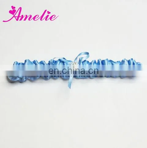 2017 Bridal Garter Casamento Wedding Decoration Keepsake Luxury Something Blue Satin Wedding Garter With Bow photo-3