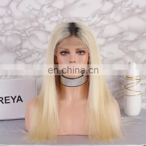 Ombre Blonde Color Virgin Brazilian Hair Straight Human Hair Lace Wig Blonde Lace Front Wig