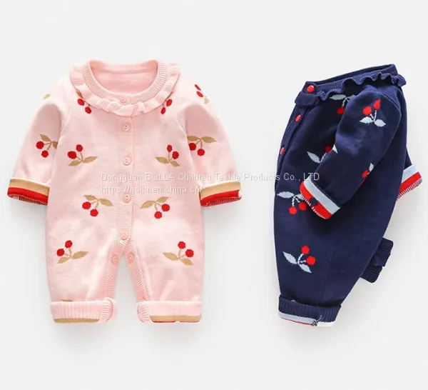 Factory Direct Sales Hot Newborn 100% Cotton Cute Printed Cherry Jumpsuit Boy Jumpsuit Newborn photo-3