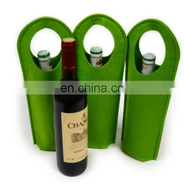 2018 Hot Sell Elegant Christmas Felt Single Wine Bottle Bag With Handle and Customized Logo photo-3