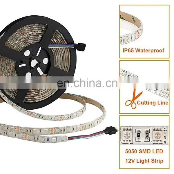 Super Bright Rgb Led Light Strip 5m 12v Waterproof Smd 5050 60 Leds photo-5