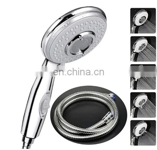Handheld Shower Head High Pressure ON/Off Switch in Chrome Plated Water Saving 5 Spray Shower Head photo-2