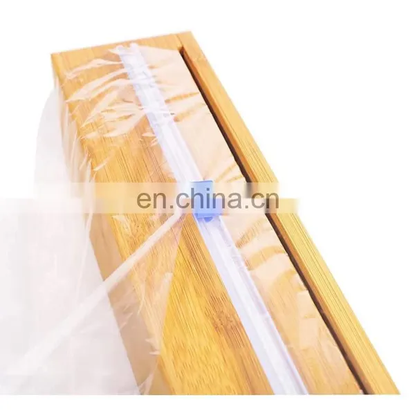 Single Bamboo Magnetic Plastic Wrap Dispenser With Slide Cutter Cling Wrap Dispenser photo-4