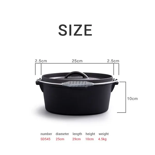 Heavy Duty Seasonal Discount Cast Iron Dutch Oven Cooking Dish Deep Roaster Dutch Oven Soup Pot Frying Pan 12 QT or Bigger photo-2