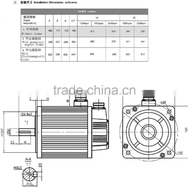 Fan Motor 12v dc Motor Electric Motor 1000-3800 W 2500 Rpm 130 Series AC SERVO MOTOR photo-3