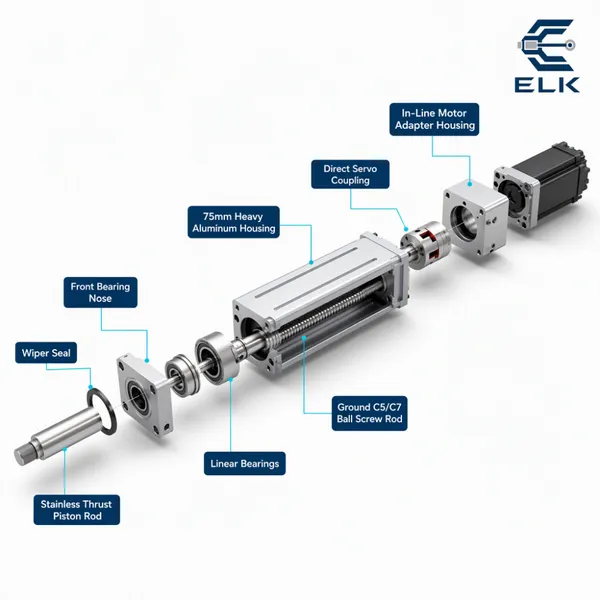 High Precision Servo Electric Cylinder QDA75 for Industrial Automation, 400W/750W, 1200mm Stroke
