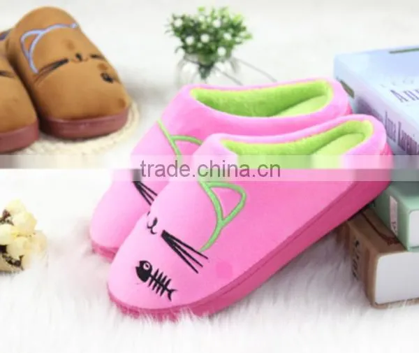 Cat Print Comfortable Quiet Warm Cartoon Indoor Slipper for Women Cute Winter Slippers photo-4