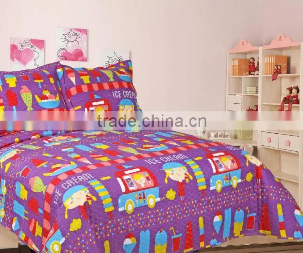 Cartoon Printed Bed Sheets 3pcs Bedspread Kids 100% Cotton Chirldren Quilts photo-3