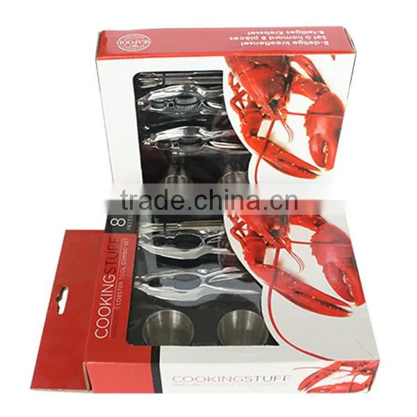Stainless Steel Seafood Serving Set 8 Piece Included 2 Lobster Crackers ,4 Seafood Forks And 2 Condiment Sauce Cups photo-5