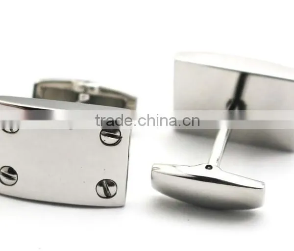 Stainless Steel Silver Rectangle Personalized Cool Cufflinks for Men photo-6