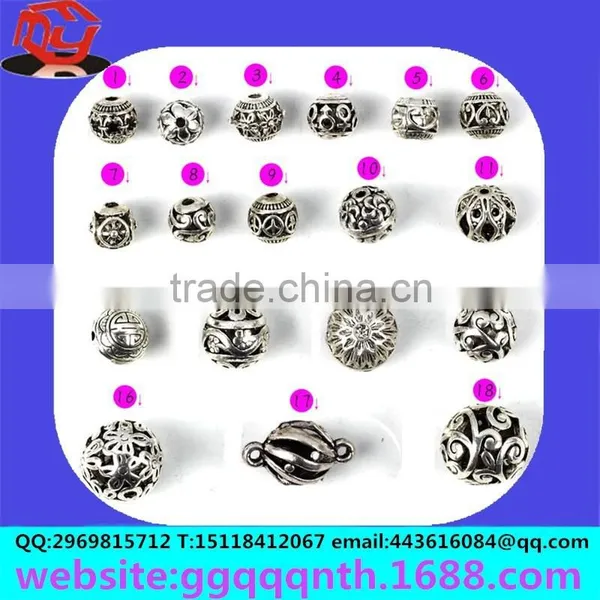 Hardware Accessories Lamp Ancient Tibetan Silver Metal Hollow Copper Iron Alloy Flower Ball Loose Bead