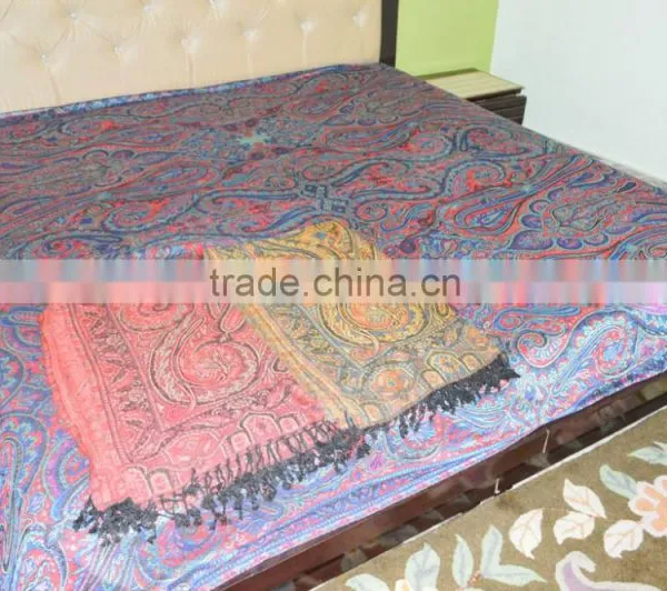 Elegant Paisley Tapestry Indian Wall Hanging Bedspread Tentures Copriletto Uberwurf Cubrecana photo-3