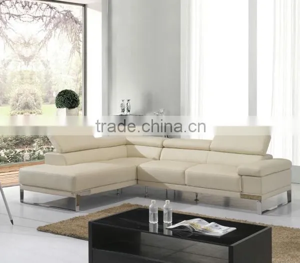 Modern Leather Sofa With L Shape (Stainless Steel ) and Living Room Furniture Sofa