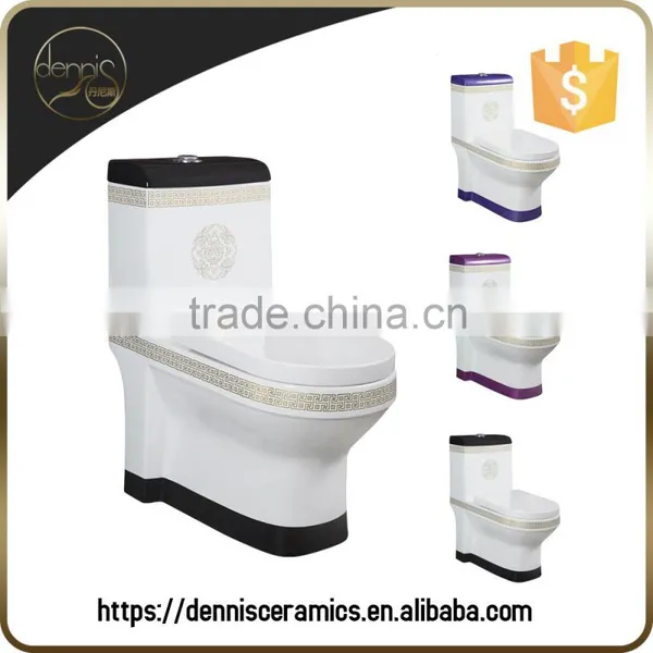 Dennis 2036a Colorful Floor Mounted New Model Gold Color Toilet photo-4