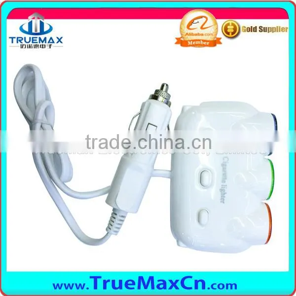 New 2-port USB Car Charger & 3 Sockets in 1 USB Cable Charger for IPhone/ Samsung/ HTC photo-3
