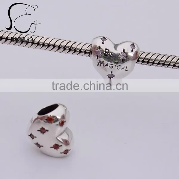 Ove Love Igh High Grade cz Ilver Silver Pave Heart Beads photo-2
