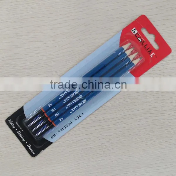 7" Standard Size Hexagonal Shape Blister Card HB Pencil Set Sharpened With Dipped End