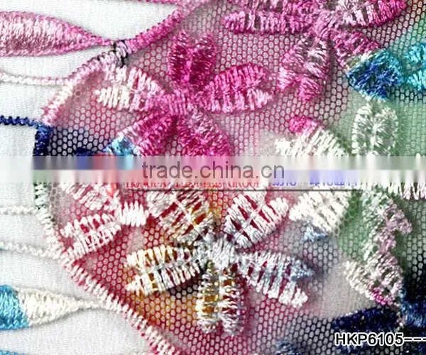 Hot Selling Fashion Multi-colored Dyed Embroidery Fabric/lace Fabric/mesh Fabric /colorful Fabric for Women's Dress photo-4