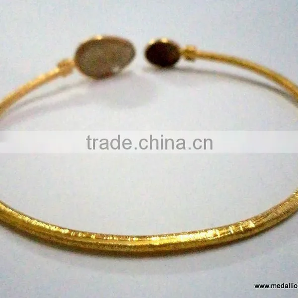 Vermeil Sterling Silver Rose Cut Bangle, Gold Plated Sterling Silver Bangle, Rose Cut Gold Plated Bangle photo-3