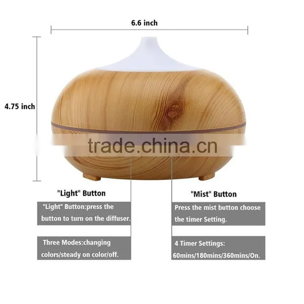 300ml Anion Ultrasonic Aromatherapy Wood Grain Aroma Diffuser For Yoga Room photo-3