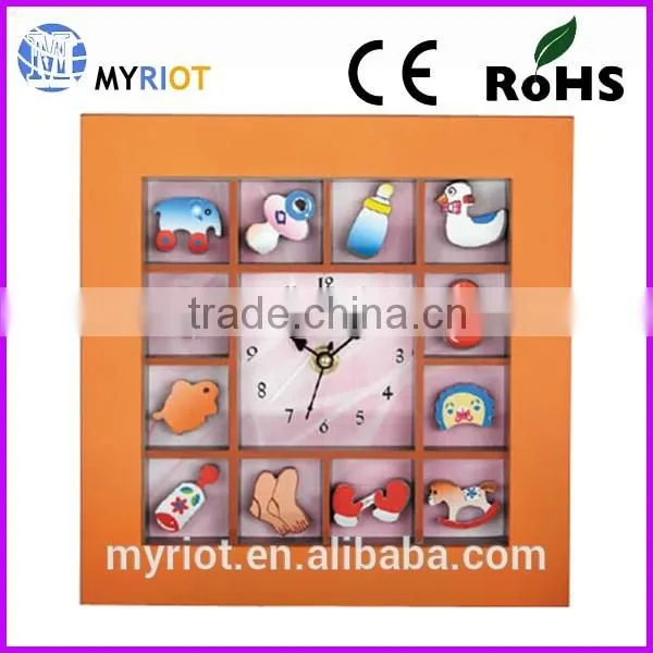 Plastic Square Wall Hanging 9 Inch Baby Gift Clock photo-3