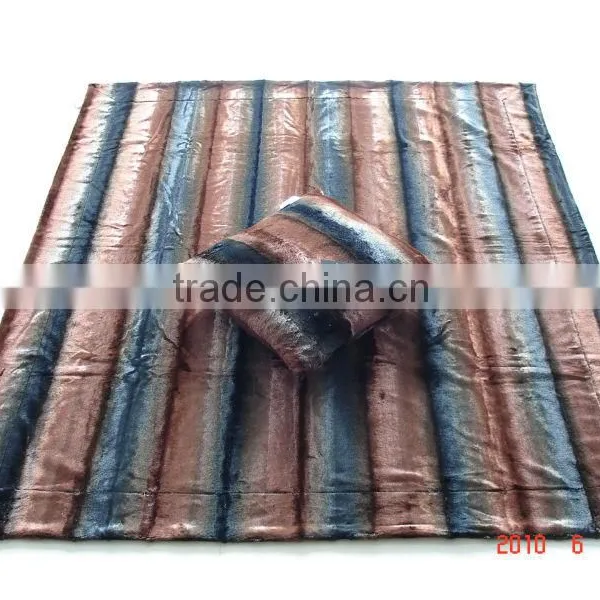 Knit Printed pv Fleece Throw With Short Fur Backing photo-4
