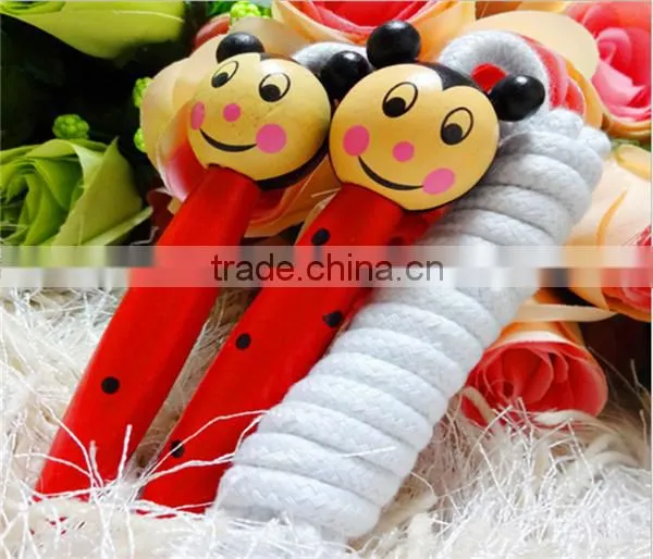 Kids Wood Skipping Jump Rope Wooden Green Bee Cartoon Animals Toy Party Favor Supply Fitness photo-3