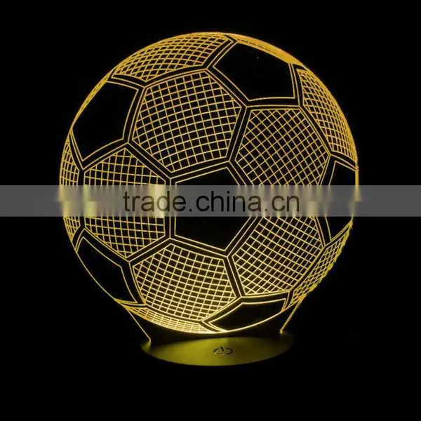 3D Optical Illusion Football Night Lamp Night Light 10 Colorful LEDs Ultra-thin Acrylic Light Panel AA Battery or DC 5V photo-5