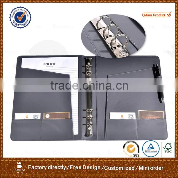 China Supplier L Shape Metal6 Ring Binder Leather File Folder,conference Folder photo-2